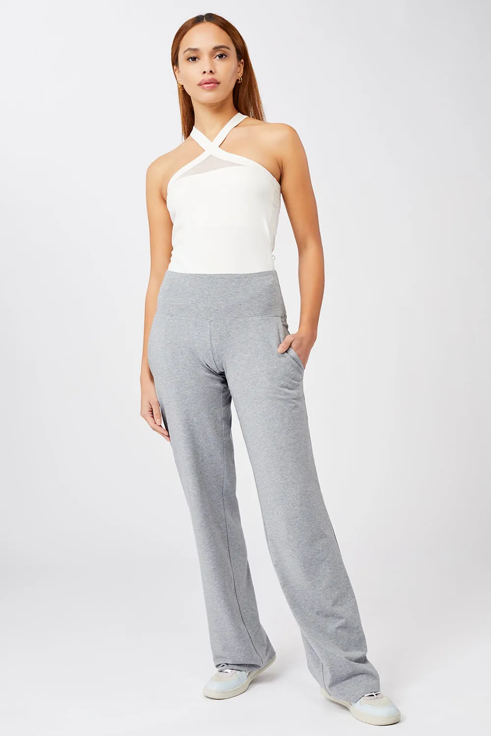 Wide Leg  Pants (Grey Melange)