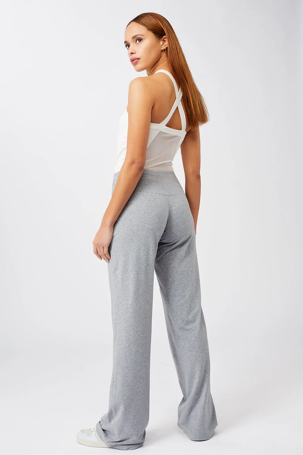 Wide Leg  Pants (Grey Melange)