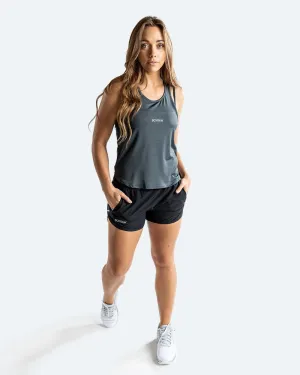 WOMEN'S MIA STRINGER TANK - CHARCOAL